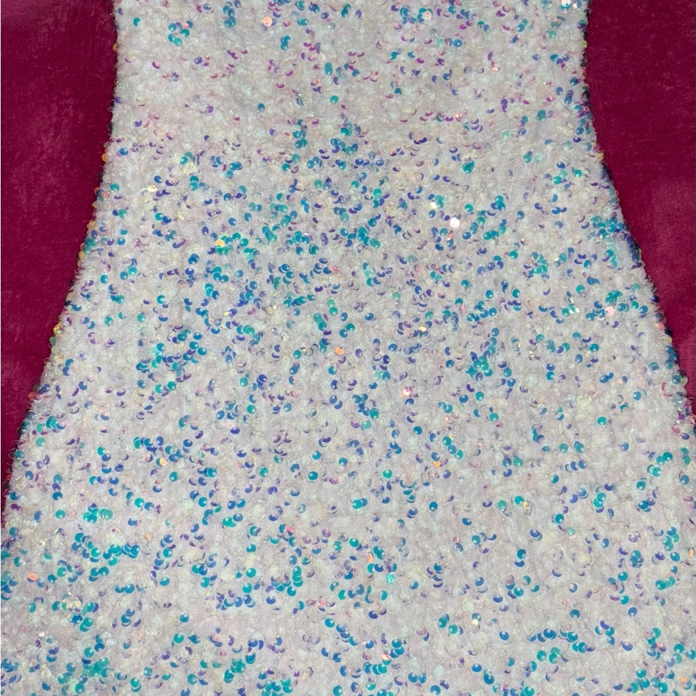 Windsor White and Blue Strapless Sheath Dress for Prom